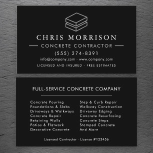 Tarjeta De Visita Servicios de Construcción de Cemento Hormigón