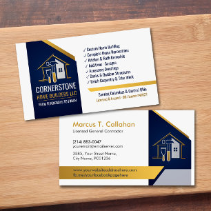 Tarjeta De Visita Servicios de construcción de contratista general