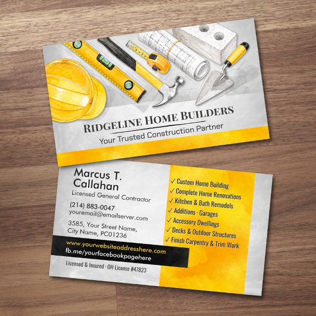 Tarjeta De Visita Servicios de construcción de contratista general (Subido por el creador)