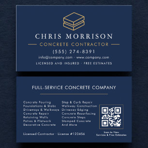Tarjeta De Visita Servicios de Construcción de Hormigón Código QR
