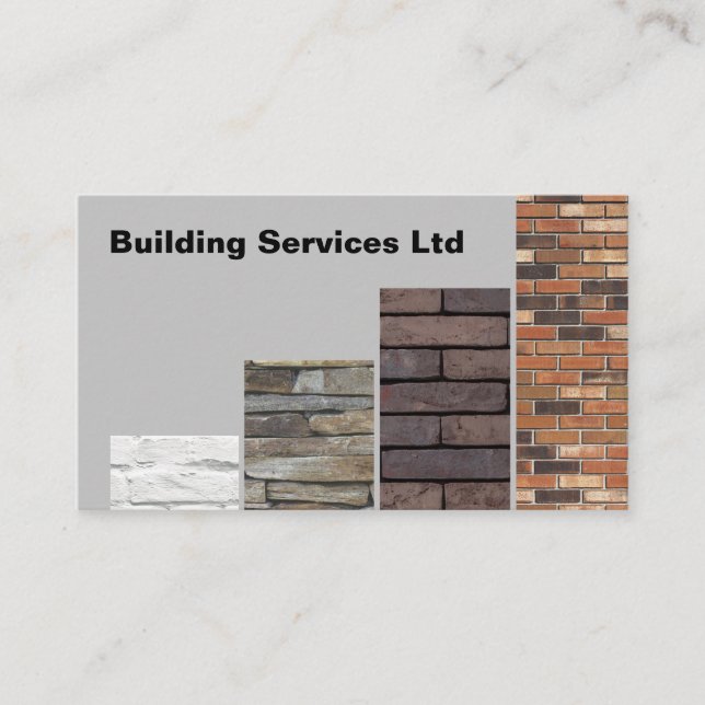 Tarjeta De Visita Servicios de construcción de ladrillos con fondo g (Anverso)