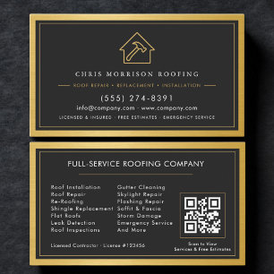 Tarjeta De Visita Servicios de Construcción de Techos con Código QR 