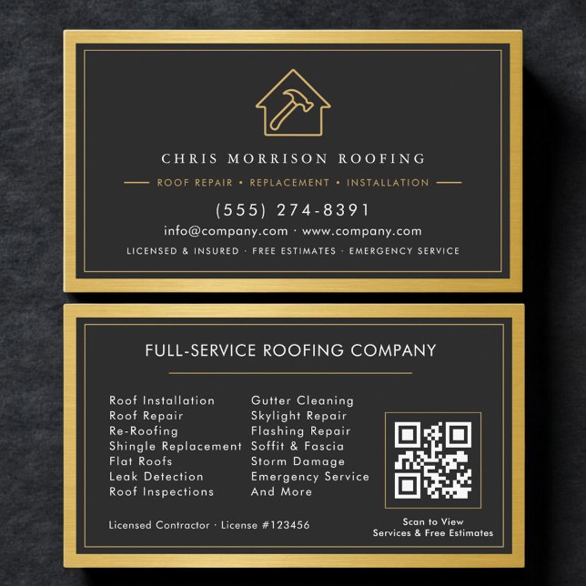 Tarjeta De Visita Servicios de Construcción de Techos con Código QR  (Subido por el creador)