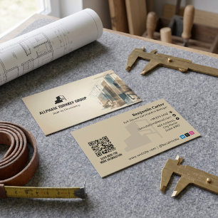Tarjeta De Visita Servicios de Construcción llave en mano   Brown Sk