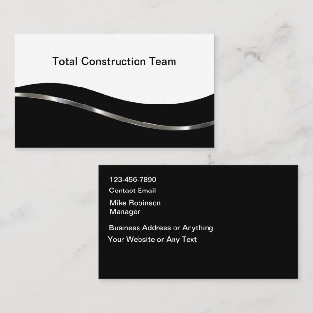 Tarjeta De Visita Servicios de Construcción Modernos y Geniales  (Anverso / Reverso)