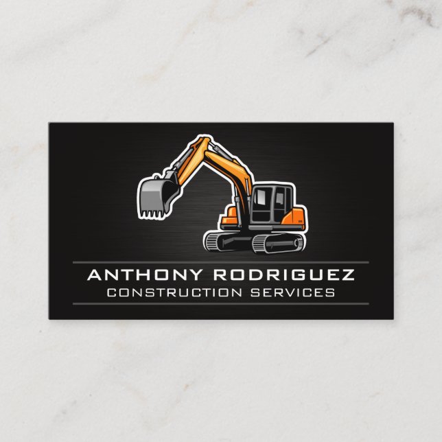 Tarjeta De Visita Servicios de construcción | Operador de maquinaria (Anverso)