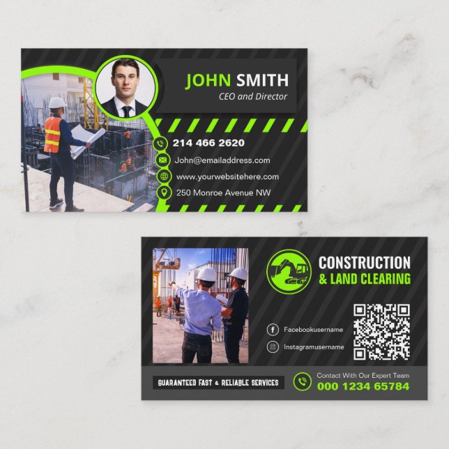 Tarjeta De Visita Servicios de construcción, reconstrucción y renova (Anverso / Reverso)