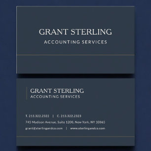 Tarjeta De Visita Servicios de Contabilidad Azul Marino Profesional