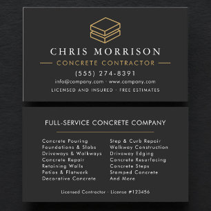 Tarjeta De Visita Servicios de Contratista de Concreto