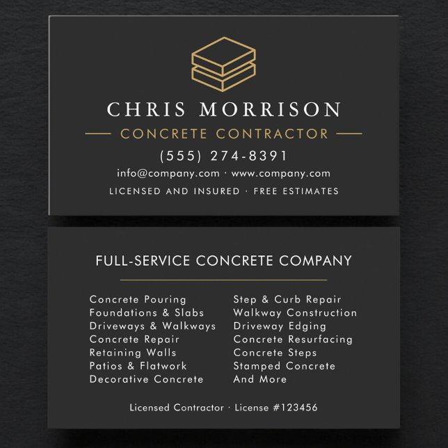 Tarjeta De Visita Servicios de Contratista de Concreto (Subido por el creador)