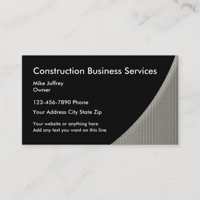 Tarjeta De Visita Servicios de contratistas de construcción (Anverso)