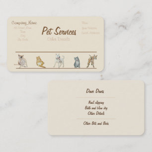 Tarjeta De Visita servicios de cría de perros y cuidado de mascotas