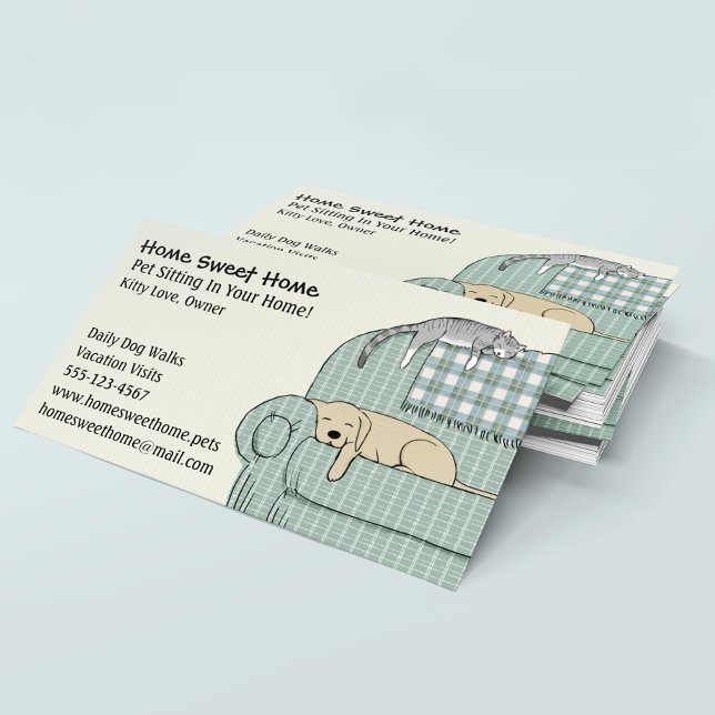 Tarjeta De Visita Servicios de cuidado de animales para perros y gat (Subido por el creador)