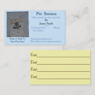 Tarjeta De Visita servicios de cuidado de mascotas con foto de perro
