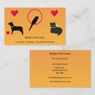 Tarjeta De Visita Servicios de cuidado de mascotas ilustrados de per