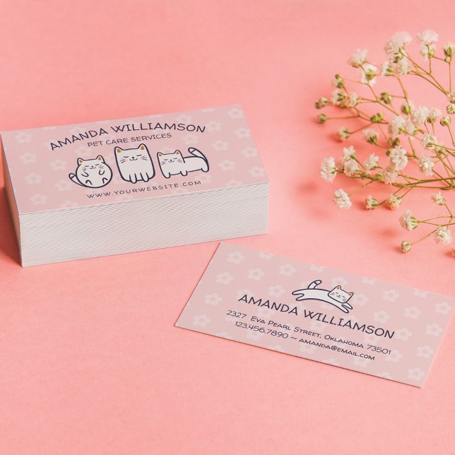 Tarjeta De Visita Servicios de cuidado de mascotas para gatos gatito (Subido por el creador)