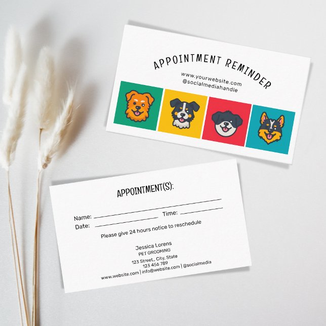 Tarjeta De Visita Servicios de cuidado de mascotas para recién nombr (CUTE DOG ICONS PET SERVICES)