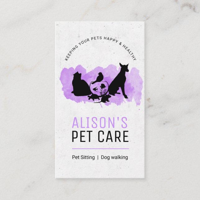 Tarjeta De Visita Servicios de cuidado de mascotas / Servicios de as (Anverso)
