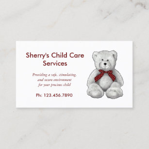Tarjeta De Visita Servicios de cuidado de niños, cuidado de día, oso