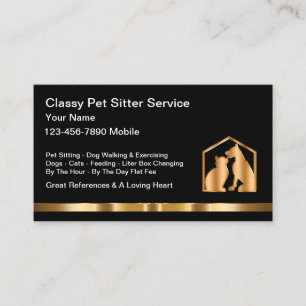 Tarjeta De Visita Servicios de Cuidador de Mascotas con Clase en Cas