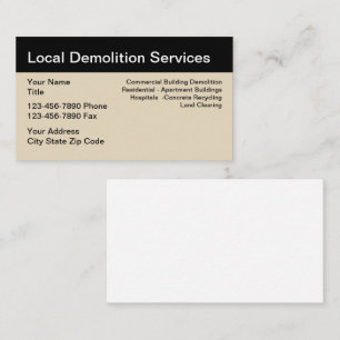 Tarjeta De Visita Servicios de Demolición Diseño Simple