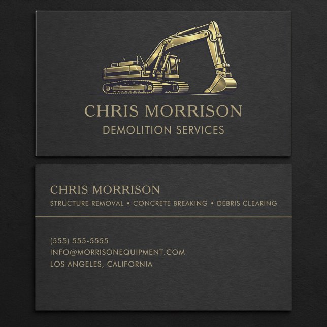 Tarjeta De Visita Servicios de Demolición Excavadora Profesional (Subido por el creador)