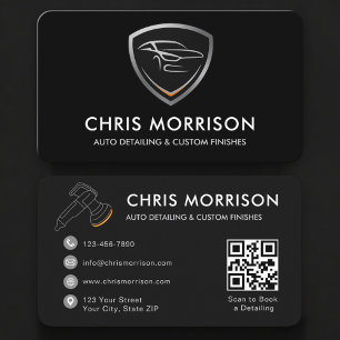 Tarjeta De Visita Servicios de Detallado de Autos Código QR Profesio