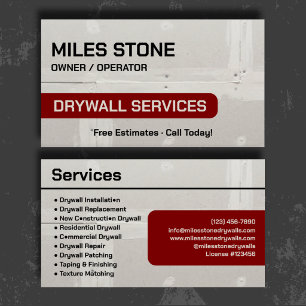 Tarjeta De Visita Servicios de Drywall Elegante Marrón de Marca