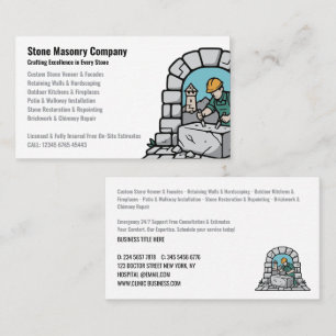 Tarjeta De Visita Servicios de Empresa de Albañilería de Piedra