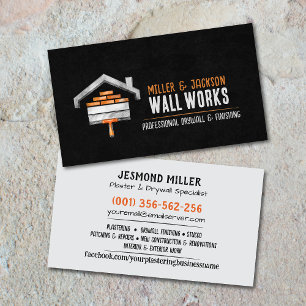 Tarjeta De Visita Servicios de enlucido de drywall arte acuarela