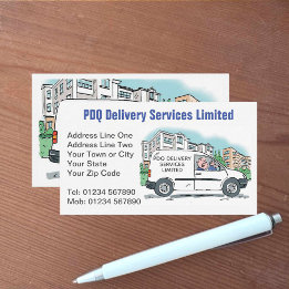 Tarjeta De Visita Servicios de entrega con nombre en furgoneta de em