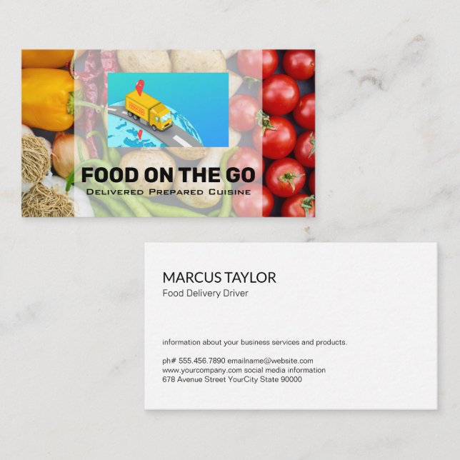 Tarjeta De Visita Servicios de entrega de alimentos | Camioneta | Pr (Anverso / Reverso)