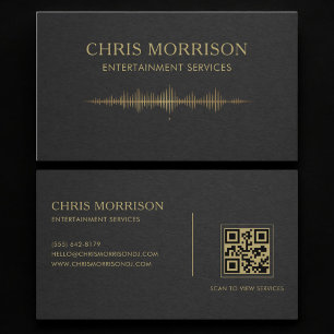 Tarjeta De Visita Servicios de Entretenimiento Música Código QR Negr