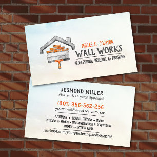 Tarjeta De Visita Servicios de Enyesado de Drywall Arte Acuarela