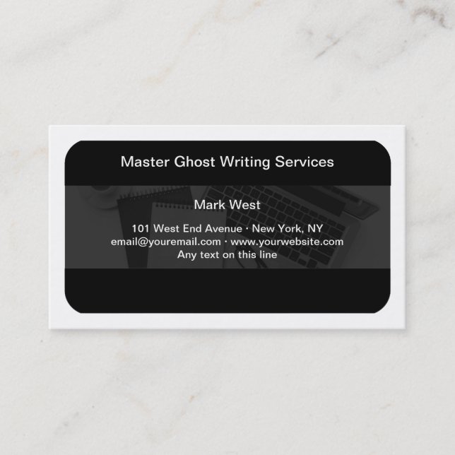 Tarjeta De Visita Servicios de escritura fantasma modernos  (Anverso)