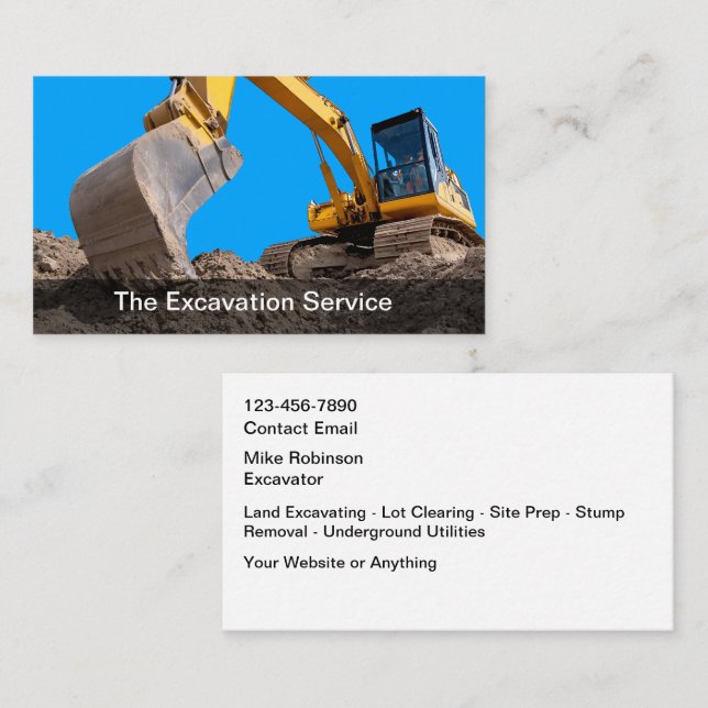 Tarjeta De Visita Servicios de excavación de construcción (Anverso / Reverso)