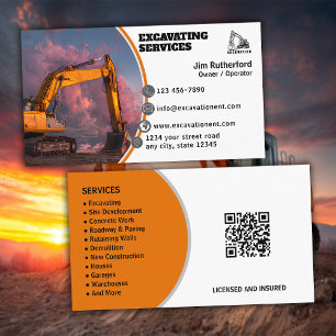 Tarjeta De Visita Servicios de excavación empresarial