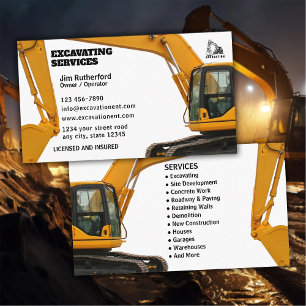 Tarjeta De Visita Servicios de excavación empresarial