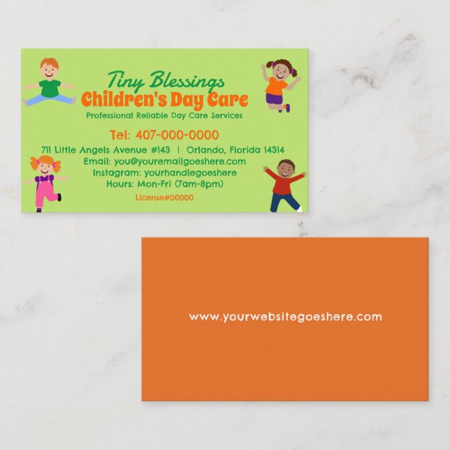 Tarjeta De Visita Servicios de guardería infantil Servicios de guard (Anverso / Reverso)