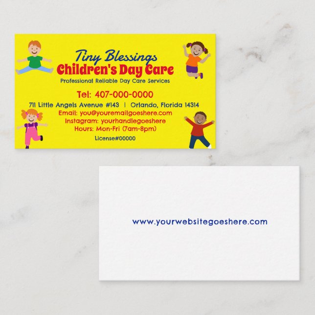 Tarjeta De Visita Servicios de guardería infantil Servicios de guard (Anverso / Reverso)