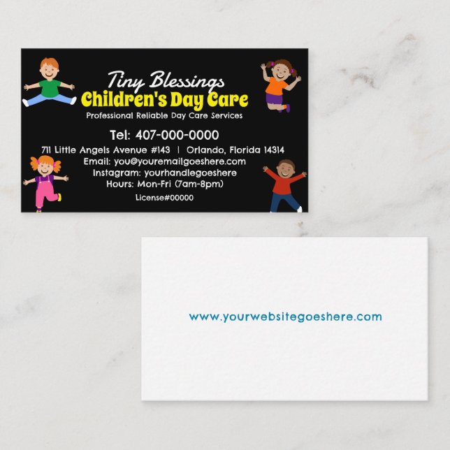 Tarjeta De Visita Servicios de guardería infantil Servicios de guard (Anverso / Reverso)