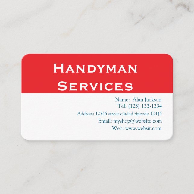 Tarjeta De Visita Servicios de Handyman (Anverso)