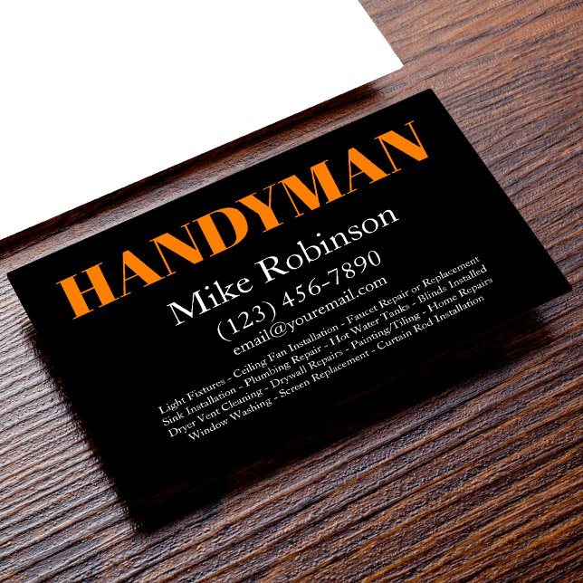 Tarjeta De Visita Servicios de Handyman modernos y audaces (Subido por el creador)