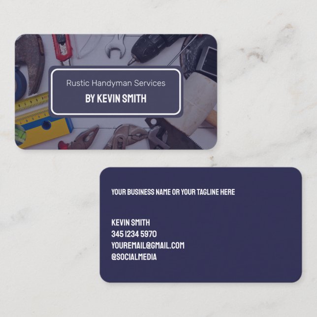 Tarjeta De Visita Servicios de Handyman Rústico (Anverso / Reverso)