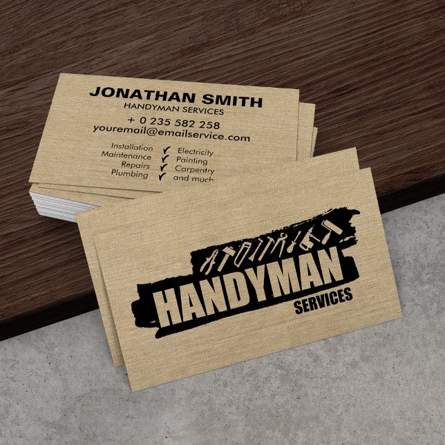 Tarjeta De Visita Servicios de Handyman simple negro (Subido por el creador)
