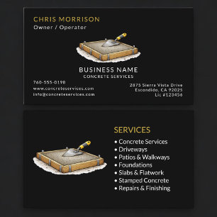 Tarjeta De Visita Servicios de Hormigón Negro Profesional