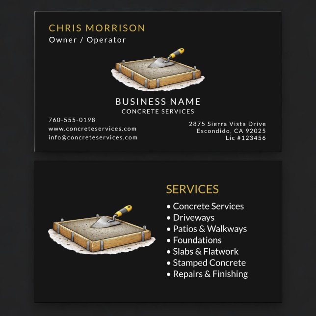 Tarjeta De Visita Servicios de Hormigón Negro Profesional (Subido por el creador)