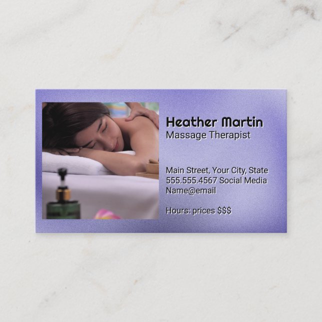 Tarjeta De Visita Servicios de Hotel | Spa | Masaje (Anverso)