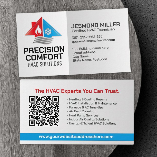 Tarjeta De Visita Servicios de HVAC - Calefacción, ventilación, CA (Subido por el creador)