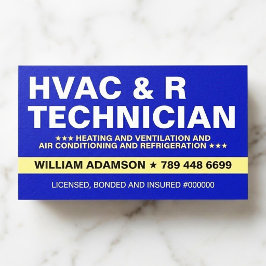 Tarjeta De Visita Servicios de HVAC y Refrigeración | Técnico